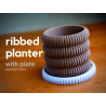 Rounded Ribbed Planter with Drainage Plate